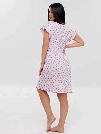 Женская сорочка Сор-107(Каш) / Розовый (цветы)