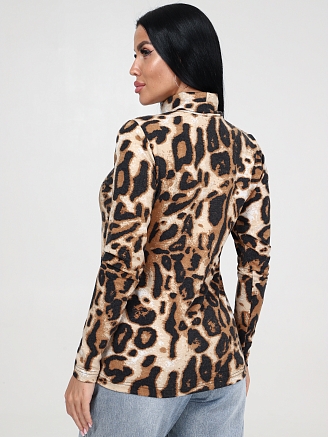 Женская водолазка ВВ-2376 / Леопард коричневый