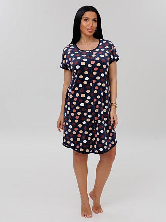 Женский халат Х-144(В) / Темно-синий (горох)