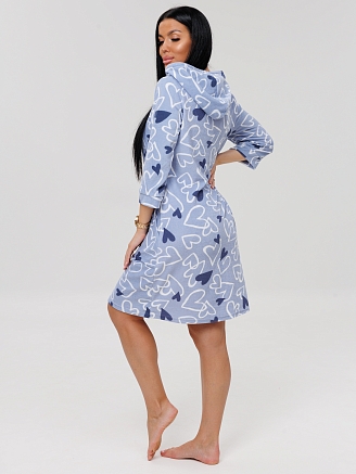 Женский халат Х-77(М) / Голубой (сердечки)