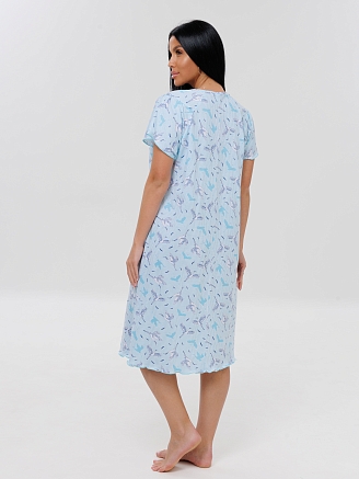 Женская сорочка Сор-73(К) / Голубой (птички)