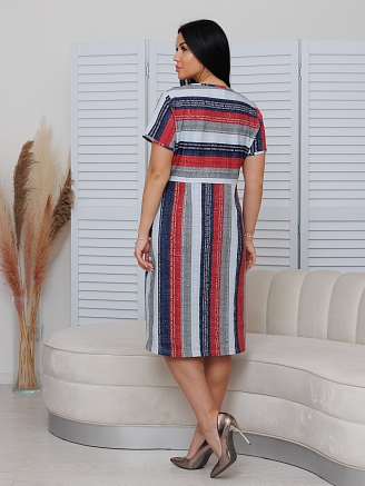 Женское платье Пл-73(К) / Красный (полосы)
