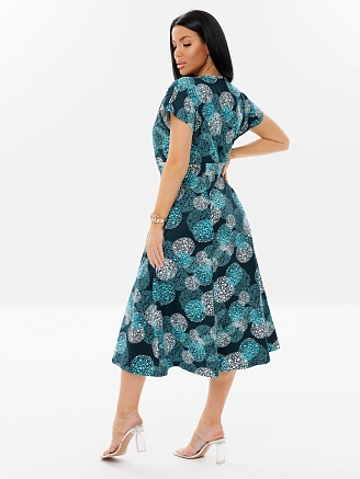 Женское платье Пл-107(К) / Бирюзовый (горох)