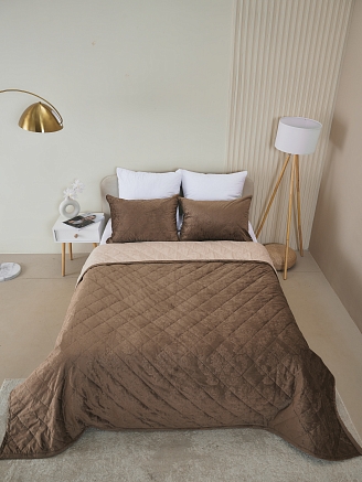 Набор покрывало и чехлы на подушку Кристалл / Коричневый