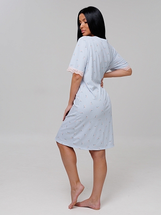 Женская сорочка Сор-26(Л) / Голубой (цветы)