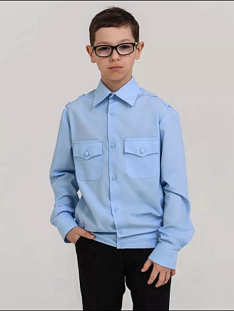 Детская рубашка кадетская (длинный рукав) / Голубой