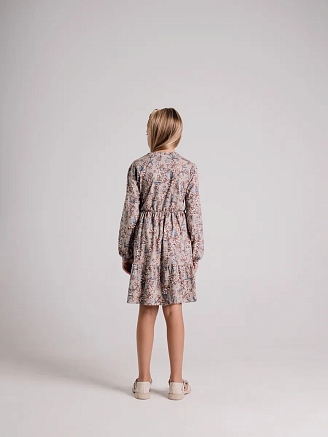 Детское платье "Умница" / Гортензия на бежевом