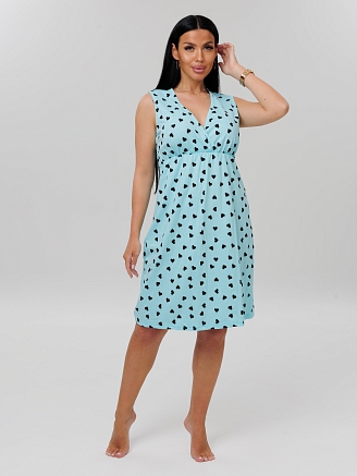 Женская сорочка для беременных Сор-80(К) / Бирюза (сердечки)