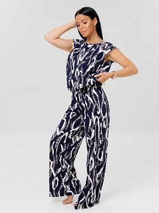 Женский костюм К-205(К) / Темно-синий (узоры)