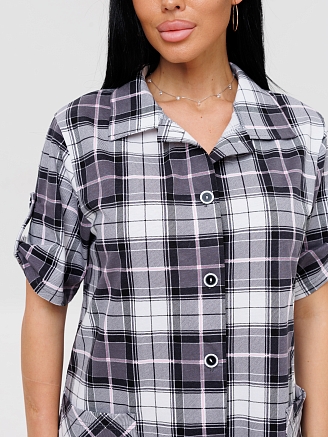 Женский халат Х-188(К) / Серый (клетка)