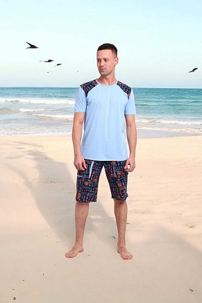 Мужской костюм 39057 / т-син,оранж