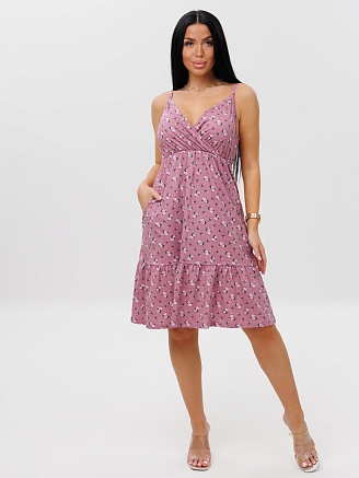 Женский сарафан С-95(К) / Брусничный (цветы)