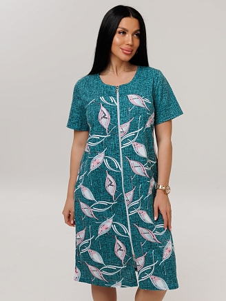 Женский халат Х-166(К) / Бирюзовый (узоры)