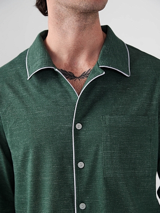 Мужская пижама "Лен" (классическая) 2417-К / Зеленый