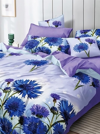 Постельное белье поплин Эксклюзив (молния) / Васильковое поле