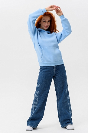 Женская толстовка 14428 оверсайз / голубой