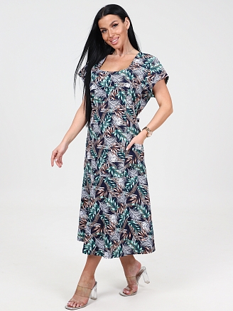 Женское платье Вера макси ПлК-340 / Серо-зеленый колос