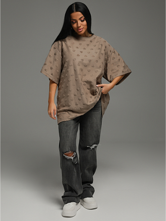 Женская футболка Ирбис / Махра, кофе сердечки