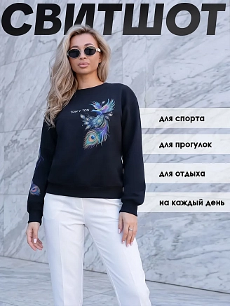 Женская толстовка Аниме / павлин, черный