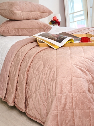 Набор покрывало и чехлы на подушку Кристалл / Пудра