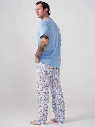Мужская пижама "Снеговик" 2413-К / Голубой