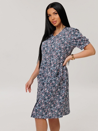 Женский халат Х-153(К) / Серый (цветы)