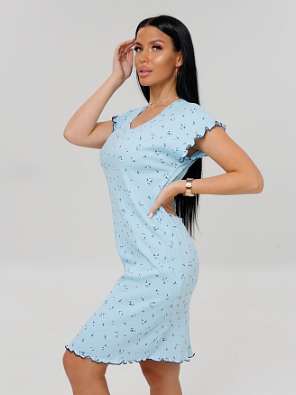 Женская сорочка Сор-107(Каш) / Голубой (цветы)