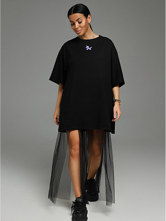 Женская футболка Бабл / Черный единорог