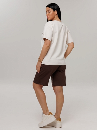 Женский костюм К-146(Фут) / Молочный + шоколад