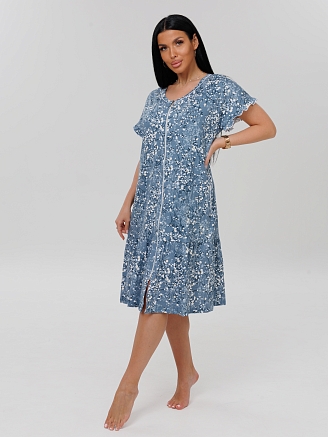 Женский халат Х-98(К) / Серо-голубой (цветы)