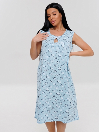 Женская сорочка Сор-85(К) / Нежно-голубой (цветы)