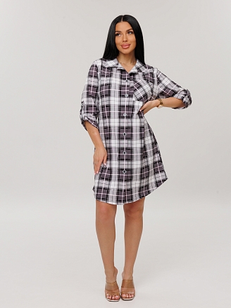 Женский халат Х-150(К) / Светло-серый (клетка)