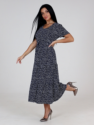 Женское платье КАСКАД ПлК-35 / Горох на темно-синем