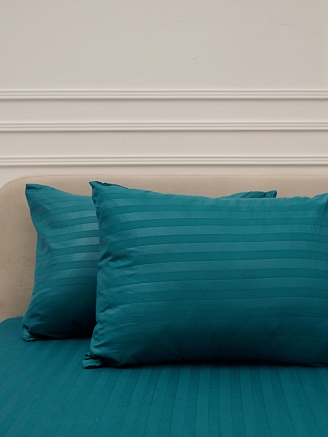 Комплект наволочек микрофибра-страйп / Морская волна