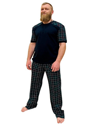 Мужская пижама ПК-30 / Темно-зеленая клетка