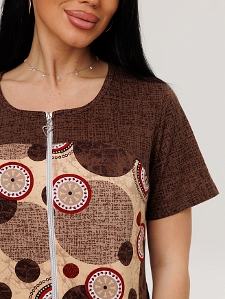 Женский халат Х-166(К) / Коричневый (круги)