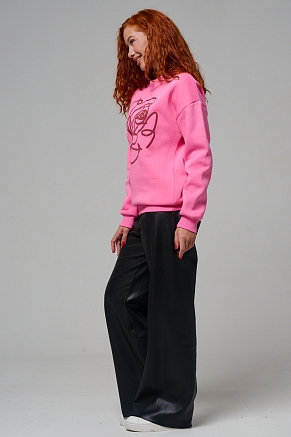 Женский свитшот 8577 / розовый+роза