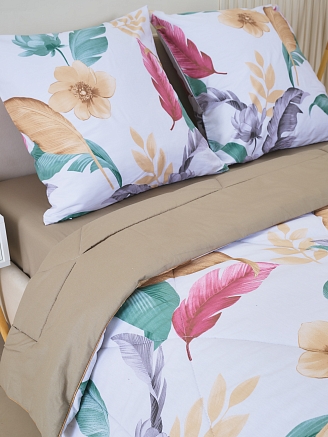Постельное белье сатин с одеялом / Листья тропиков
