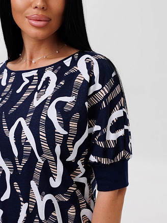 Женский костюм К-176(К) / Темно-синий (узоры)