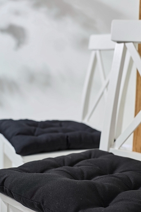 Комплект кухонных подушек на стул 2 шт. (габардин) / Черный