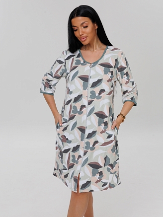 Женский халат Х-86(М) / Оливковый (узоры)