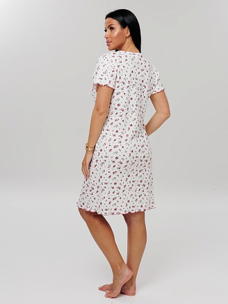 Женская сорочка Сор-108(И) / Молочный (цветы)