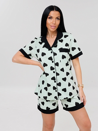 Женский костюм К-133(К) / Мятный (сердечки)