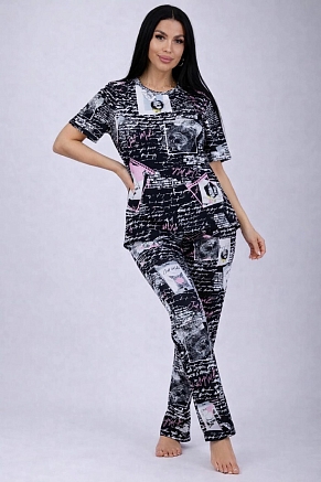 Женская пижама 18115 / черно-белые портреты