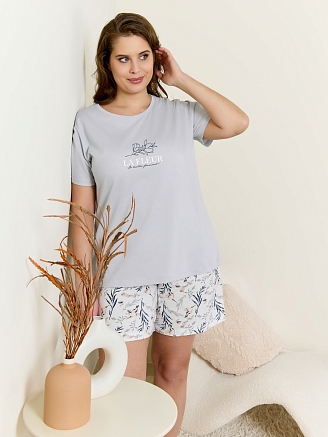 Женская пижама Рельеф-3 П-507 / светло-серый