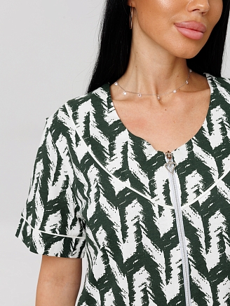 Женский халат Х-75(К) / Зеленый (узоры)