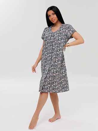 Женский халат Х-167(К) / Серо-зеленый (цветы)