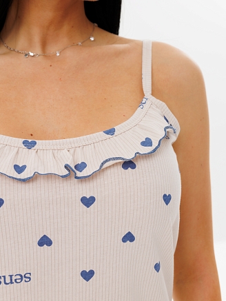 Женская пижама П-70(К) / Кремовый (сердечки)