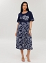 Женское платье Пл-167(К) / Синий (белые цветы + надпись)