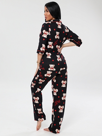 Женский костюм К-132(К) / Черный (медвежата)